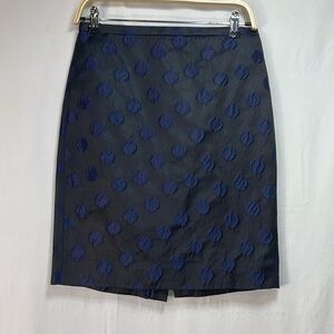 🍇 j.Crew black  pencil skirt with large navy polkadots:
